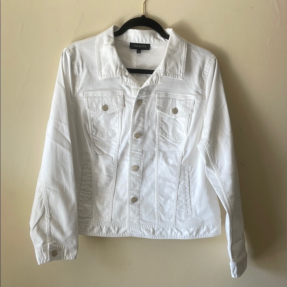 Talbots White Jean Jacket Classic Style
